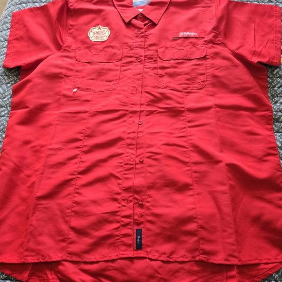 Magellan Outdoors Red Short Sleeve Polo Button Down - Picture 3 of 3